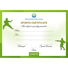 School Sports Award Certificate Karate A4 Size | Use on Laser Printer
